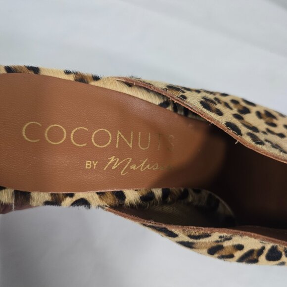 Coconuts by Matisse Animal Print Mules Heels Size 8 Calf Hair Leopard Slip On - Picture 9 of 9